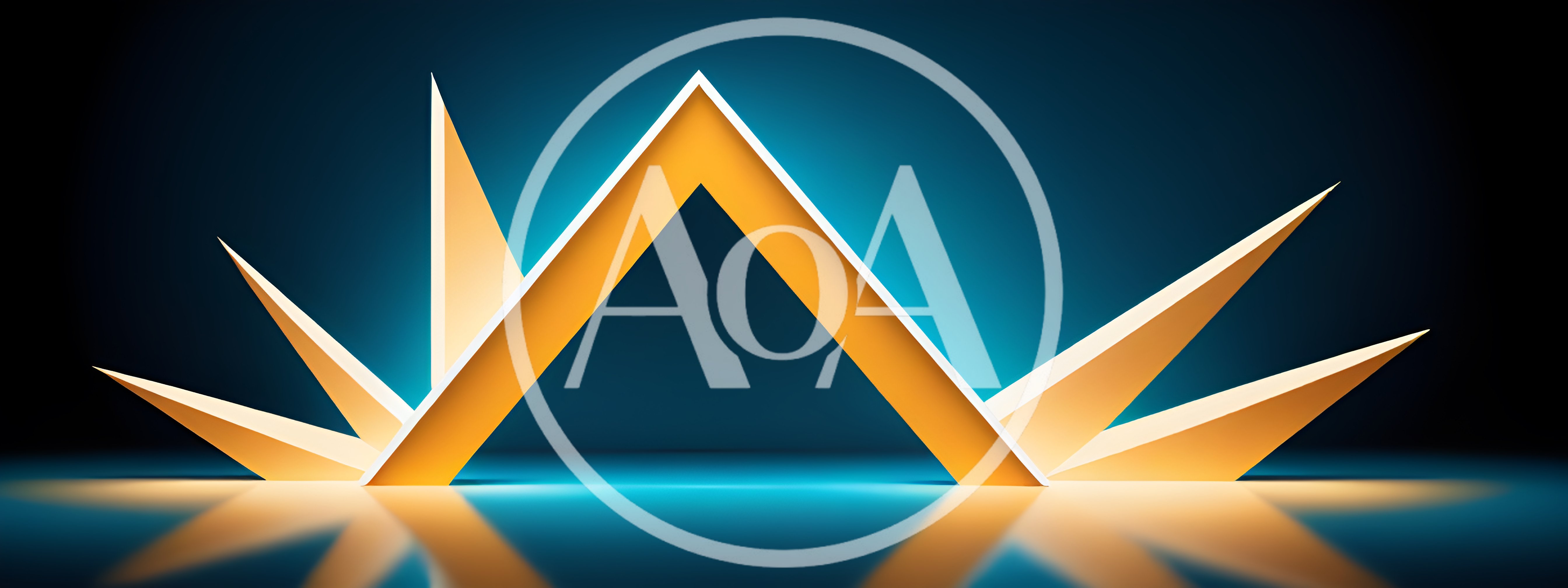 Abstract Geometric Golden Arch Podium on Blue Background