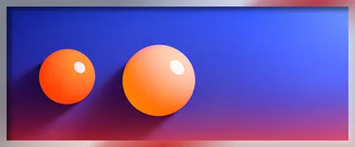 Two Orange Spheres Floating Against A Blue Gradient Background