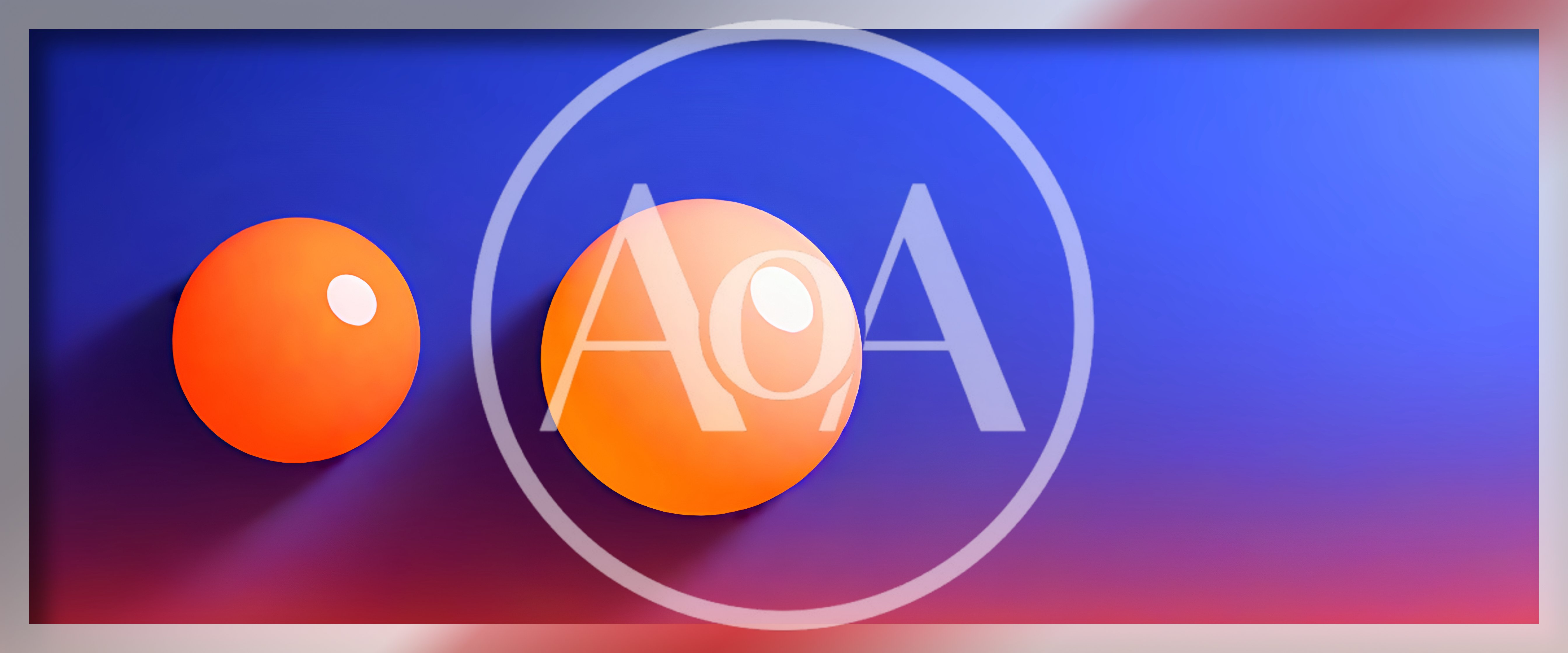 Two Orange Spheres Floating Against A Blue Gradient Background