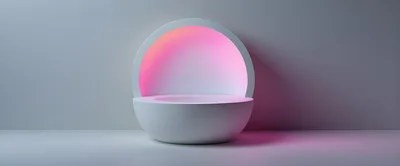 Minimalist White Circular Display Podium With Pink Lighting