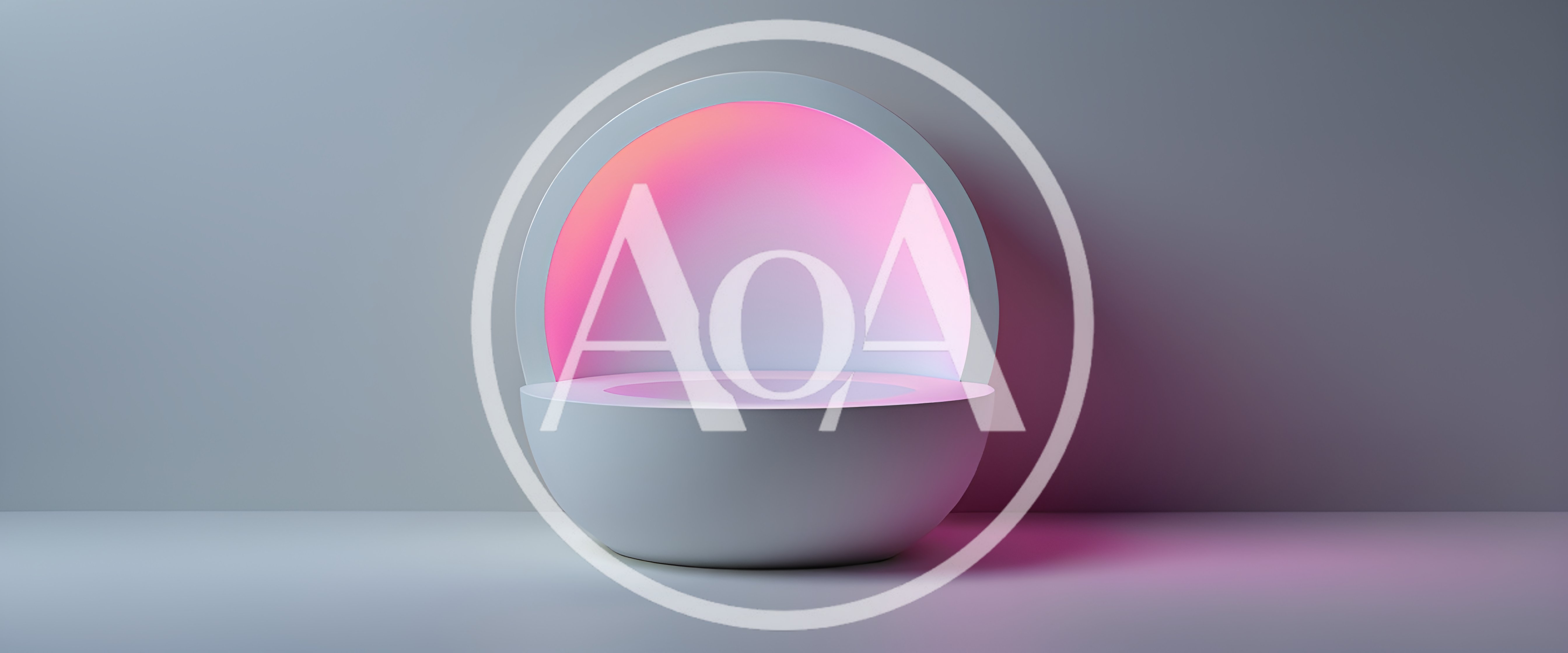 Minimalist White Circular Display Podium With Pink Lighting