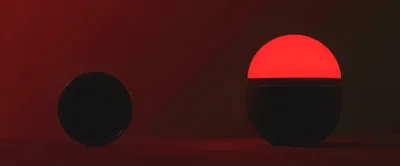 Minimalist Red Spherical Lamp On Dark Surface