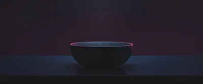 Minimalist Bowl With Glowing Pink Rim On Dark Surface