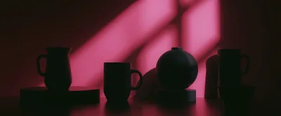 Minimalist Still Life With Silhouette Objects And Pink Lighting