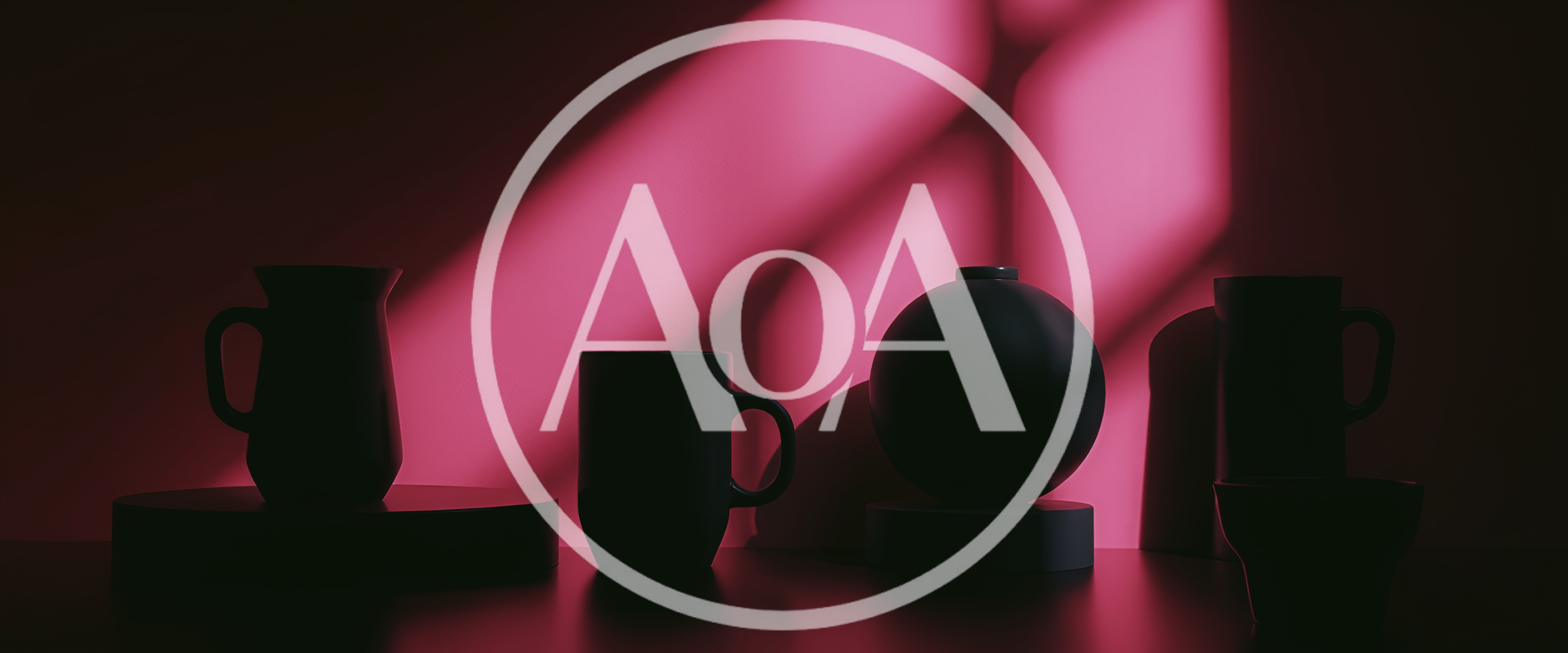 Minimalist Still Life With Silhouette Objects And Pink Lighting