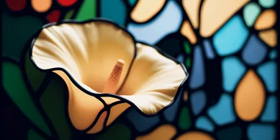 Stained Glass Style Calla Lily Flower Illustration