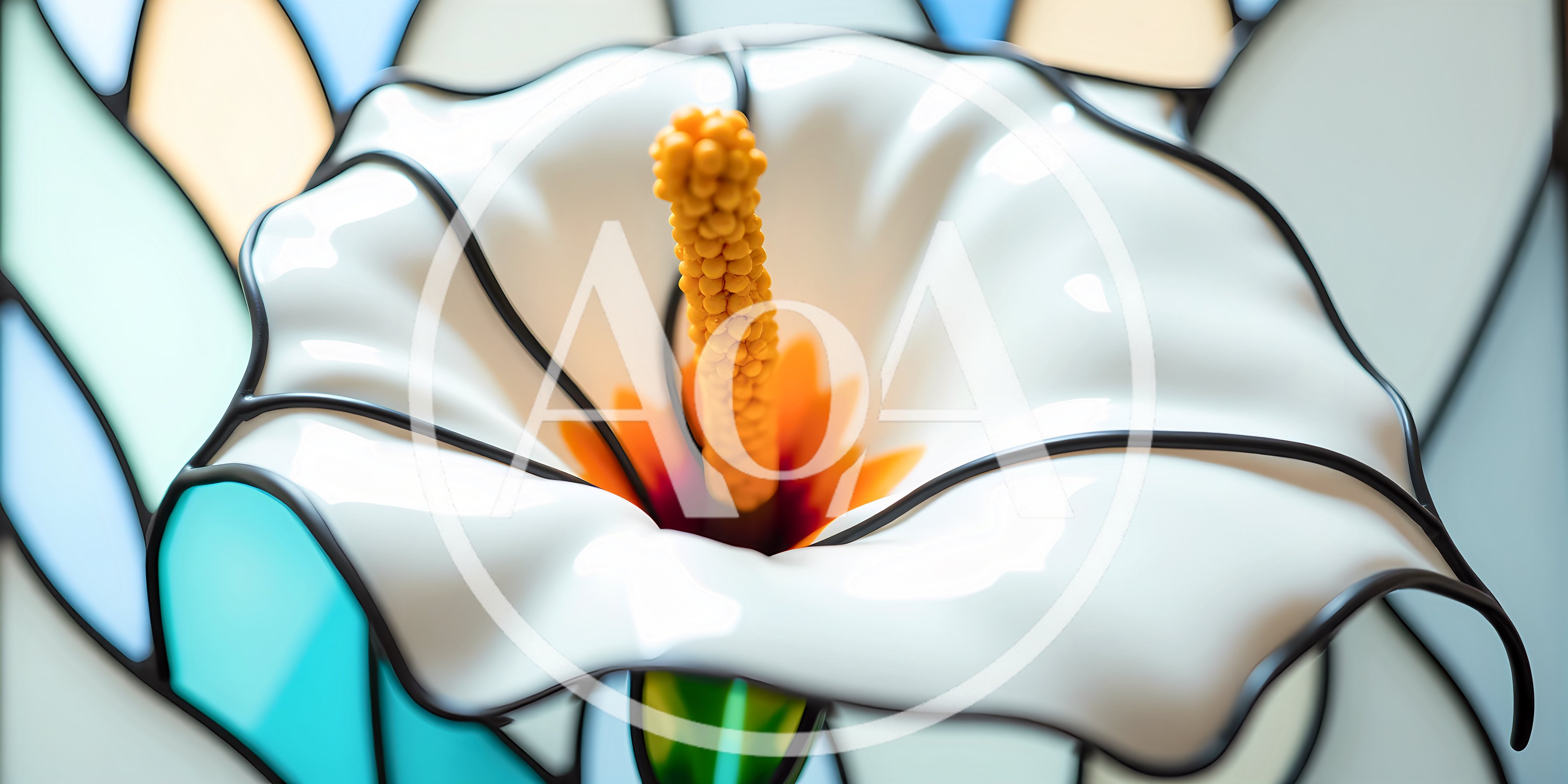 Stained Glass Calla Lily Flower Close Up
