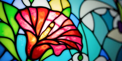 Stained Glass Flower Art With Vibrant Colors