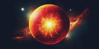 Glowing Red Planet With Internal Energy Core