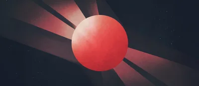 Abstract Red Sphere With Radiant Light Beams In Space