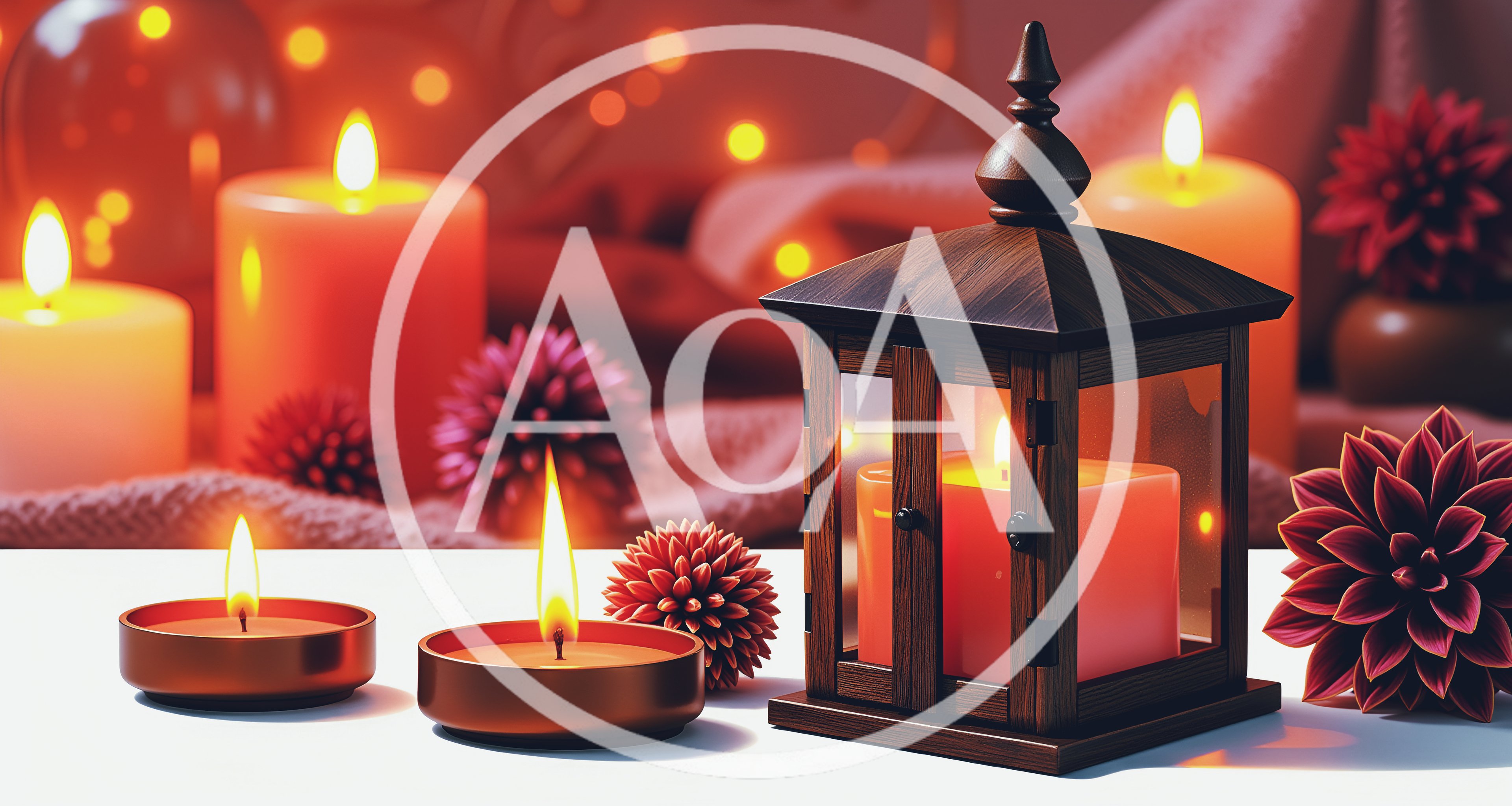 Cozy Still Life With Candles And Decorative Flowers