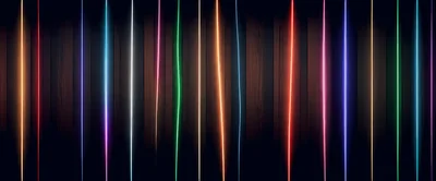Vertical Neon Light Strips On Dark Wooden Background