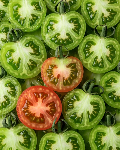 Fresh Sliced Green And Red Tomatoes Background