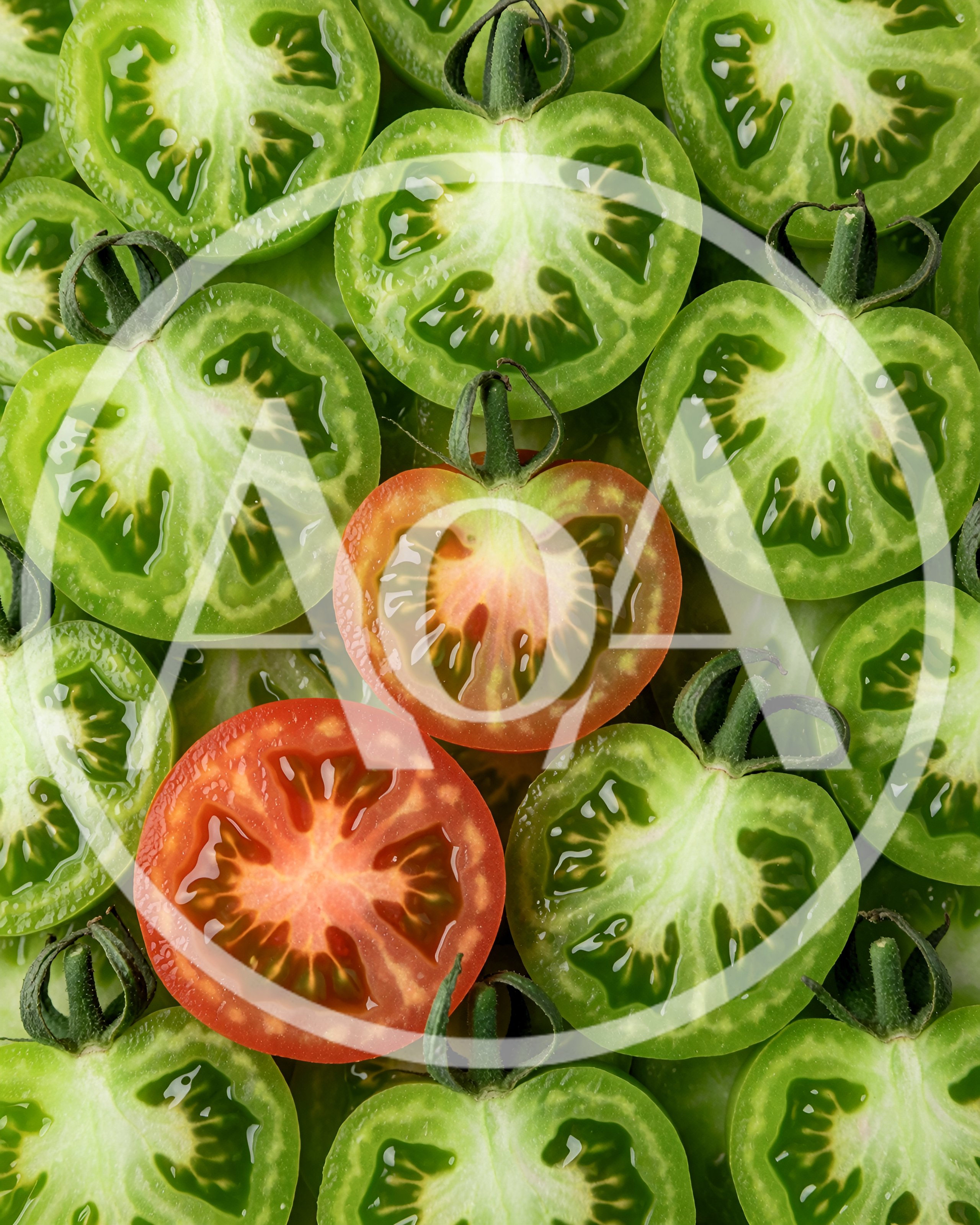 Fresh Sliced Green And Red Tomatoes Background