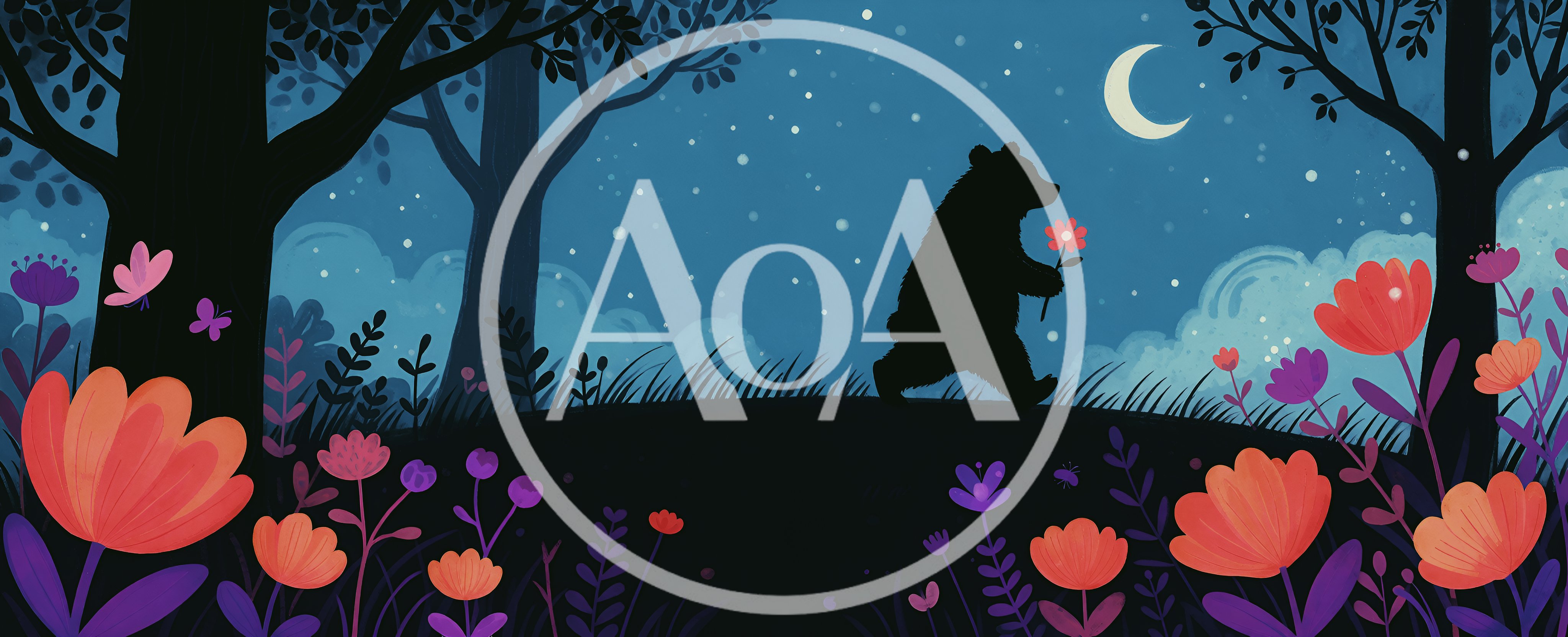 Silhouette Of A Bear Walking In A Magical Forest