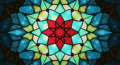 Abstract Stained Glass Kaleidoscope Pattern