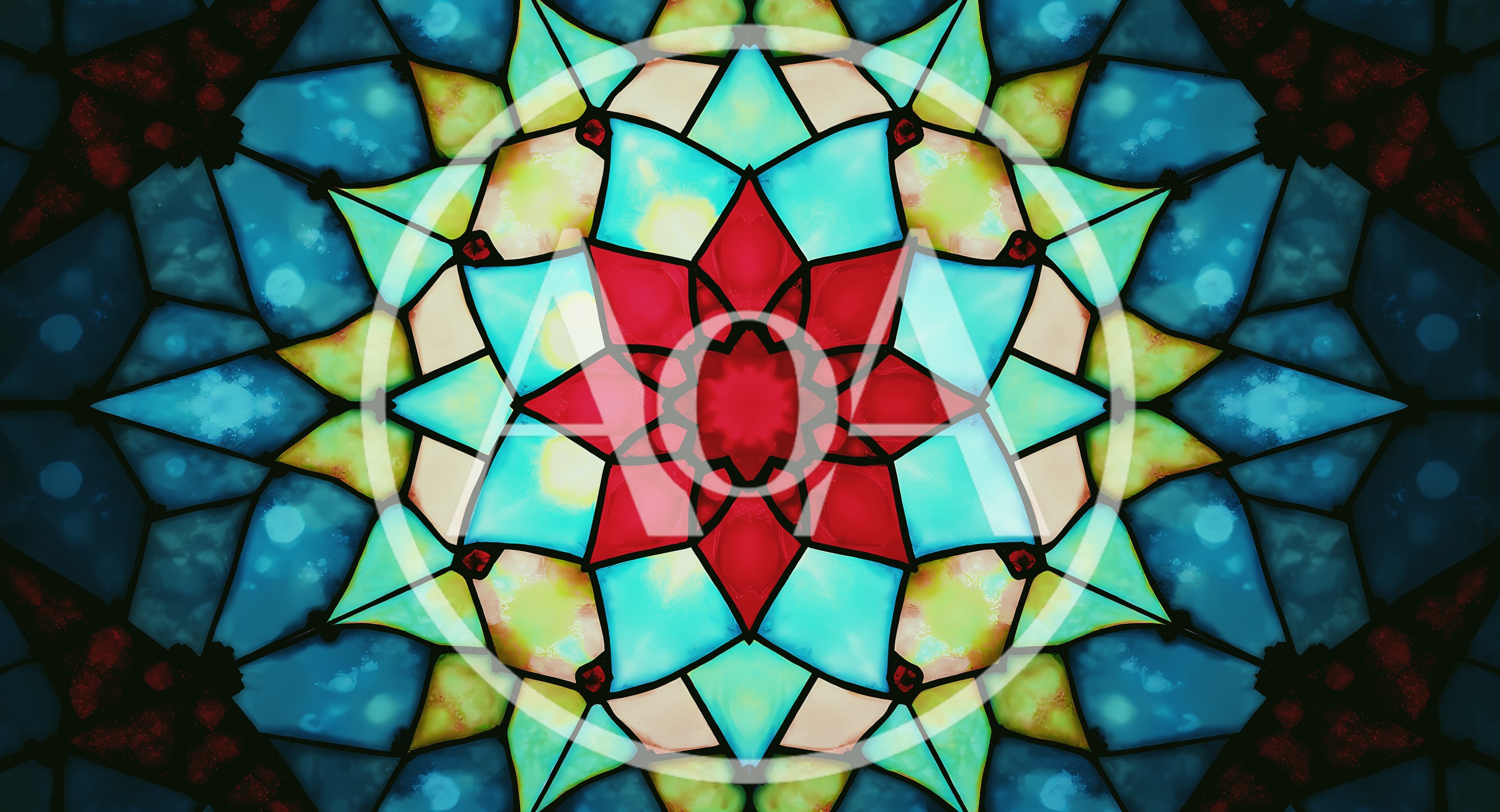 Abstract Stained Glass Kaleidoscope Pattern