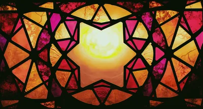 Abstract Stained Glass Window With Geometric Star Pattern
