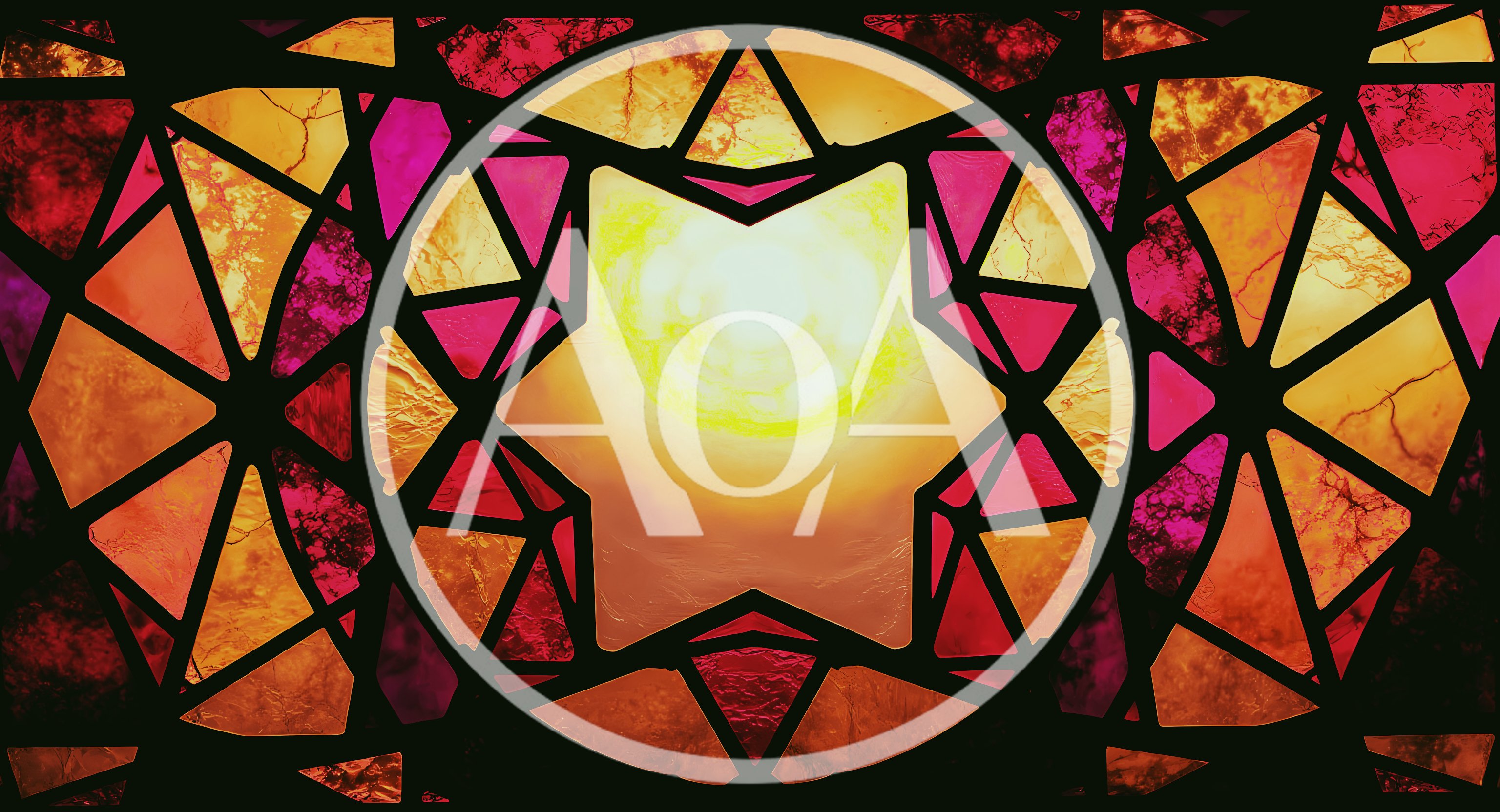 Abstract Stained Glass Window With Geometric Star Pattern