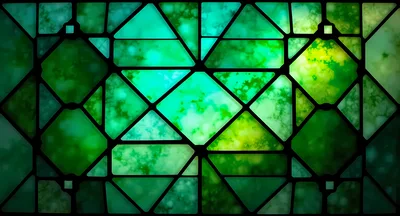 Abstract Green Stained Glass Geometric Pattern Background