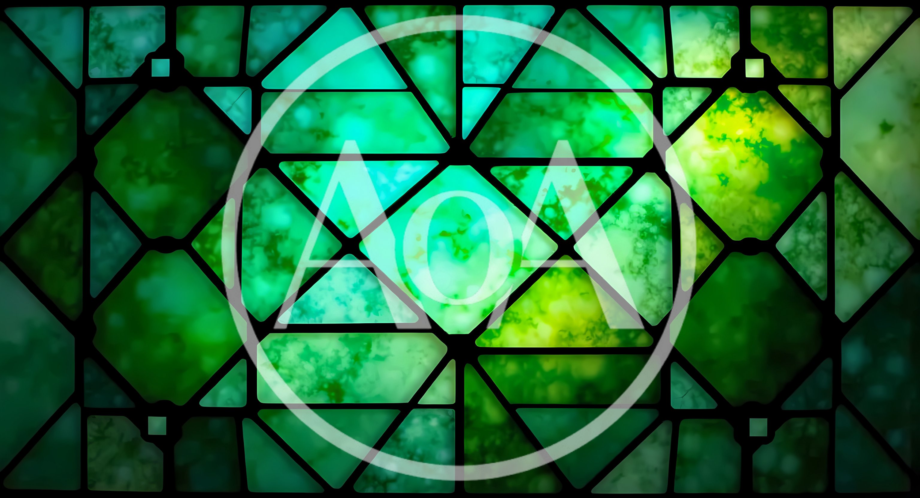 Abstract Green Stained Glass Geometric Pattern Background