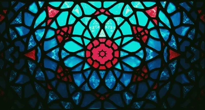 Intricate Stained Glass Pattern With Geometric Floral Motifs
