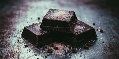 Dark Chocolate Squares Topped With Coarse Sea Salt