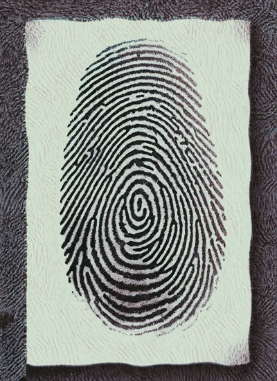 Detailed Black Fingerprint Impression On Textured Paper