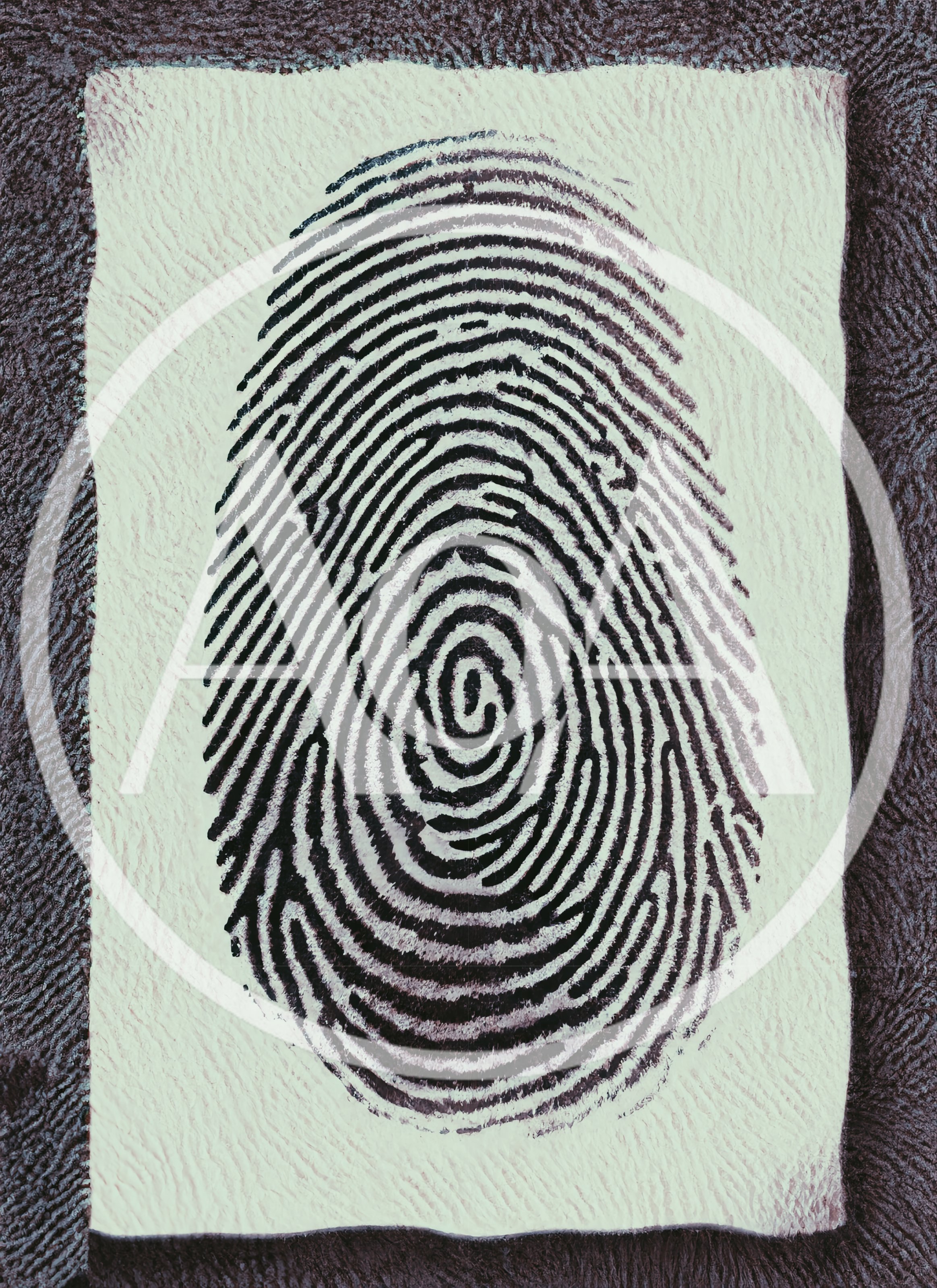 Detailed Black Fingerprint Impression On Textured Paper