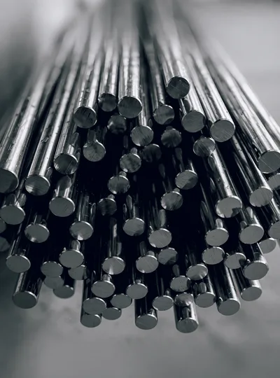 Bundle Of Polished Steel Metal Rods