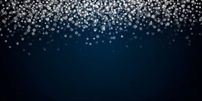 Silver Star Confetti Falling on Dark Blue Background