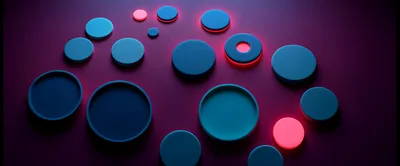 Abstract 3D Circles With Glowing Neon Lights