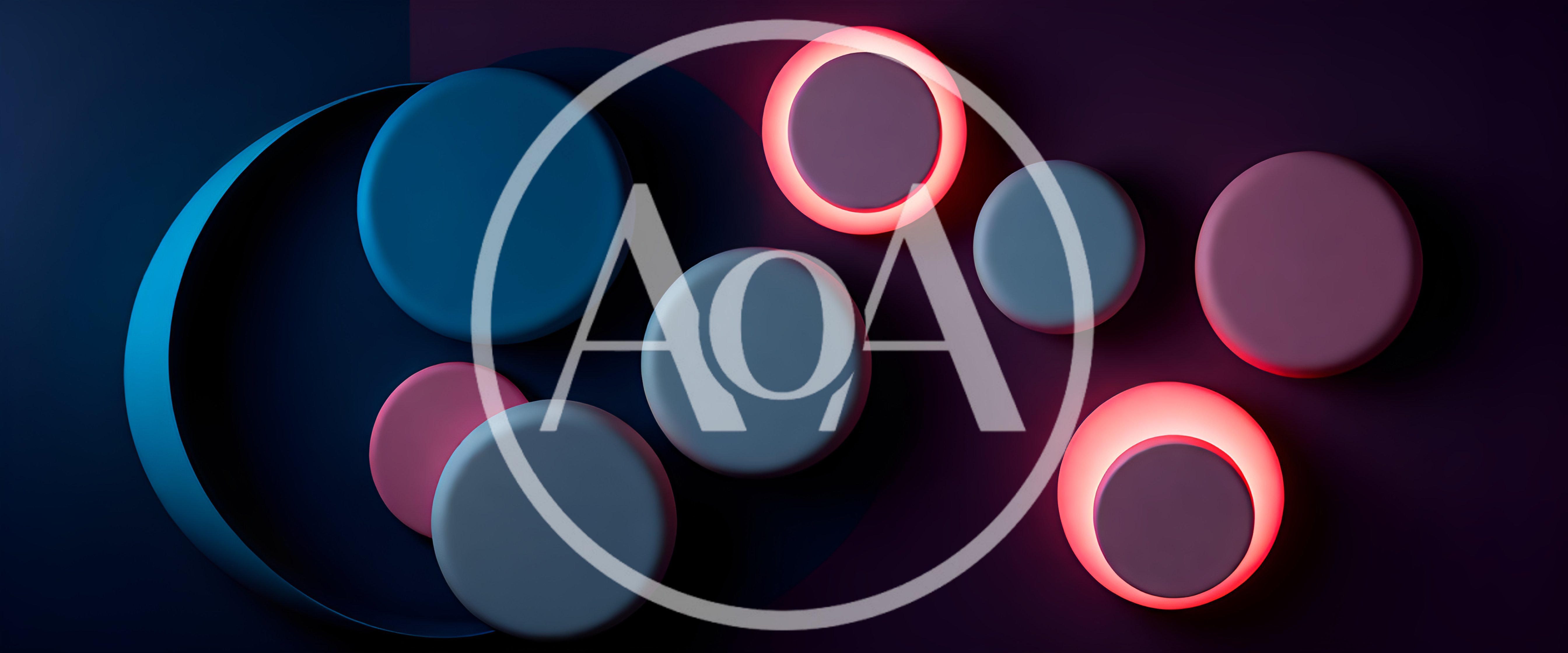 Abstract 3D Rendered Floating Circles With Neon Lighting