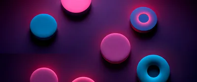 Abstract 3D Neon Circles On Dark Background