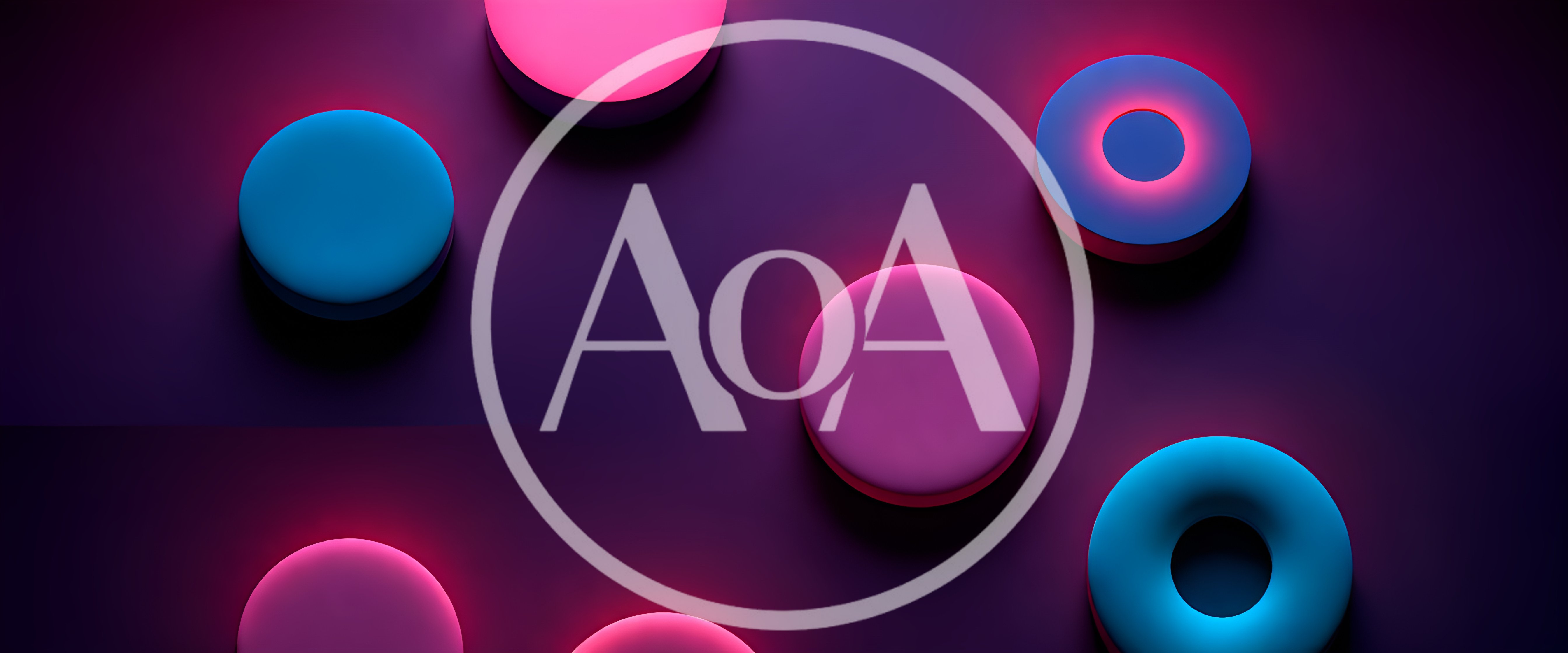 Abstract 3D Neon Circles On Dark Background