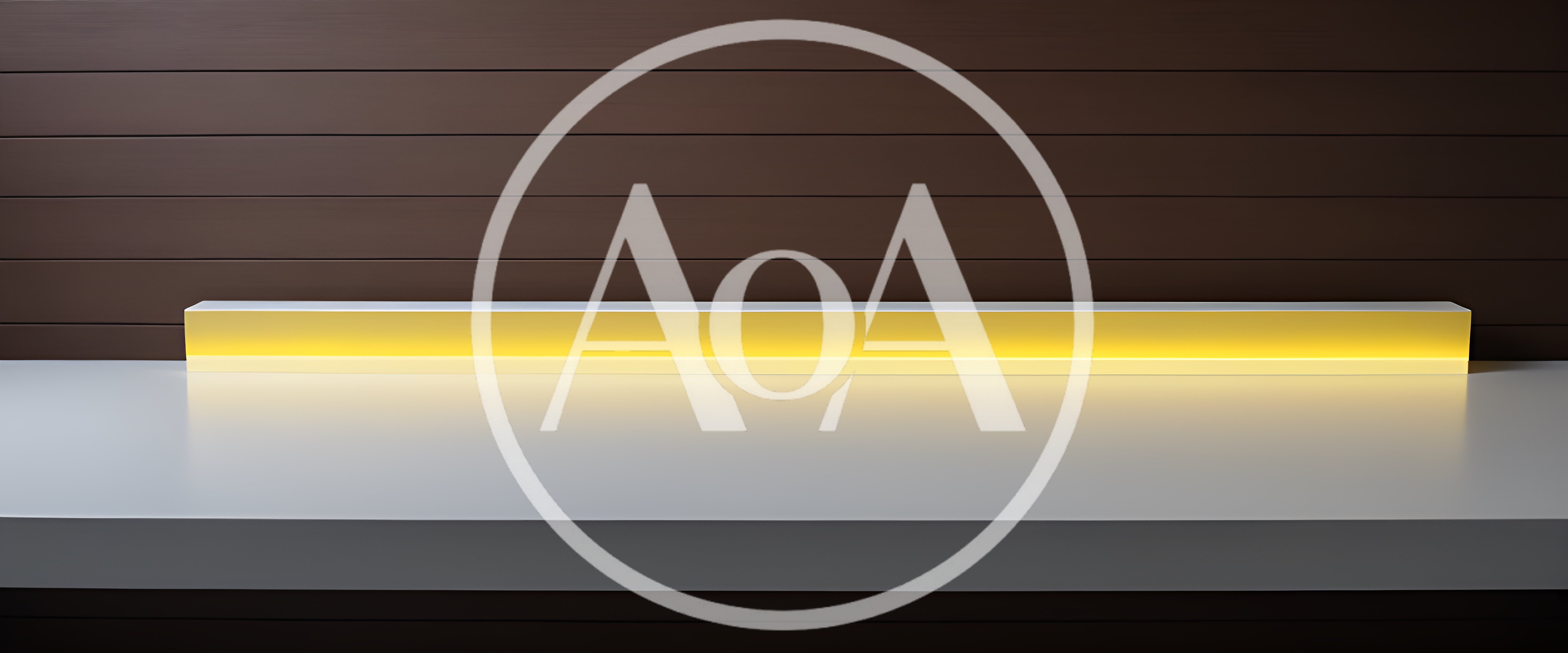 Minimalist White Countertop With Glowing Yellow LED Strip