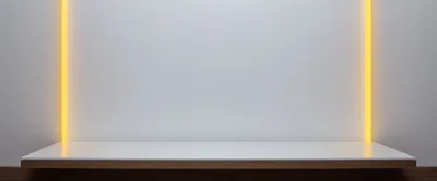 Minimalist White Display Shelf With Vertical Ambient Lighting