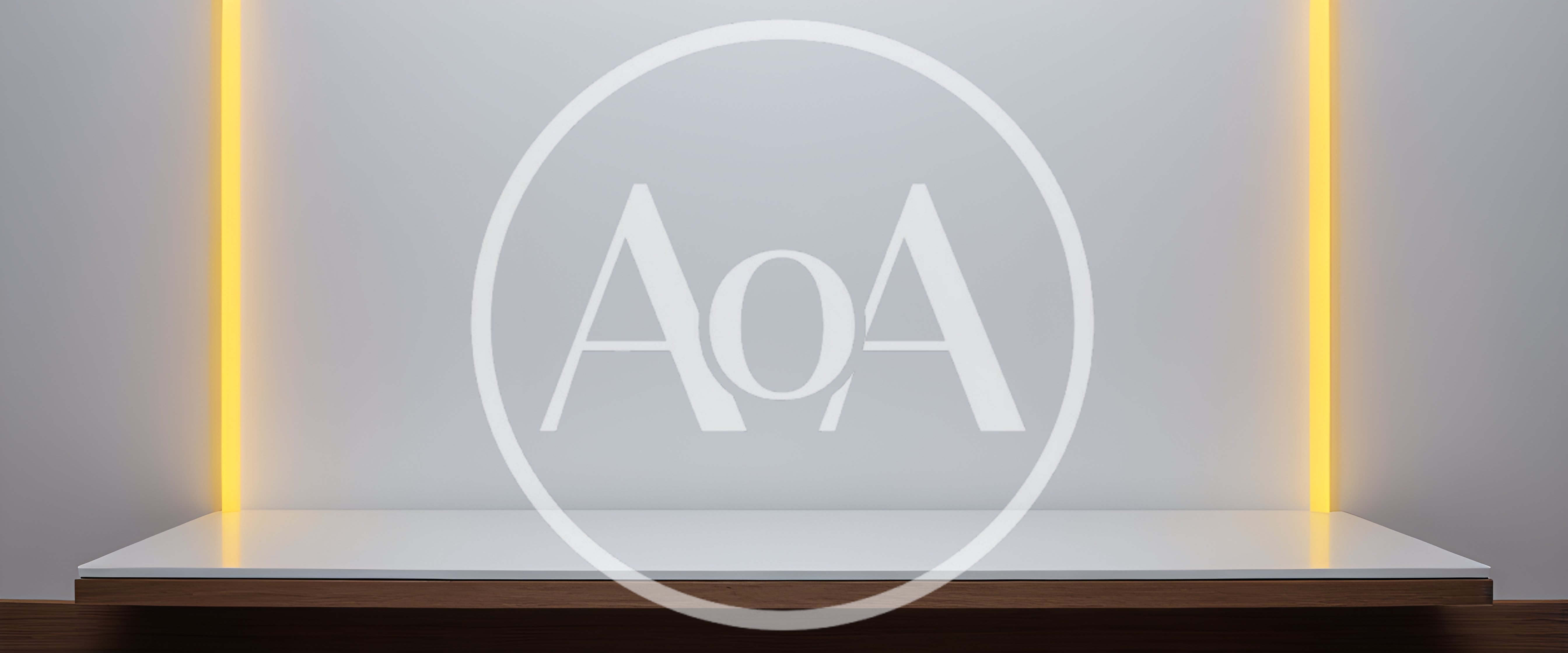 Minimalist White Display Shelf With Vertical Ambient Lighting