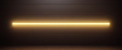 Horizontal Glowing Neon Light Strip On Dark Wall