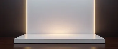 Minimalist White Product Display Podium With Backlit Wall