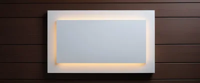 Modern Illuminated Rectangular Signage On Dark Wood Wall
