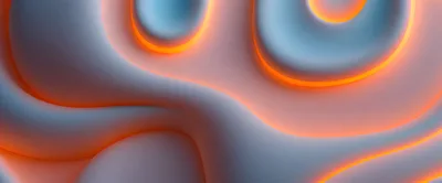 Abstract 3D Fluid Shapes With Glowing Orange Neon Edges