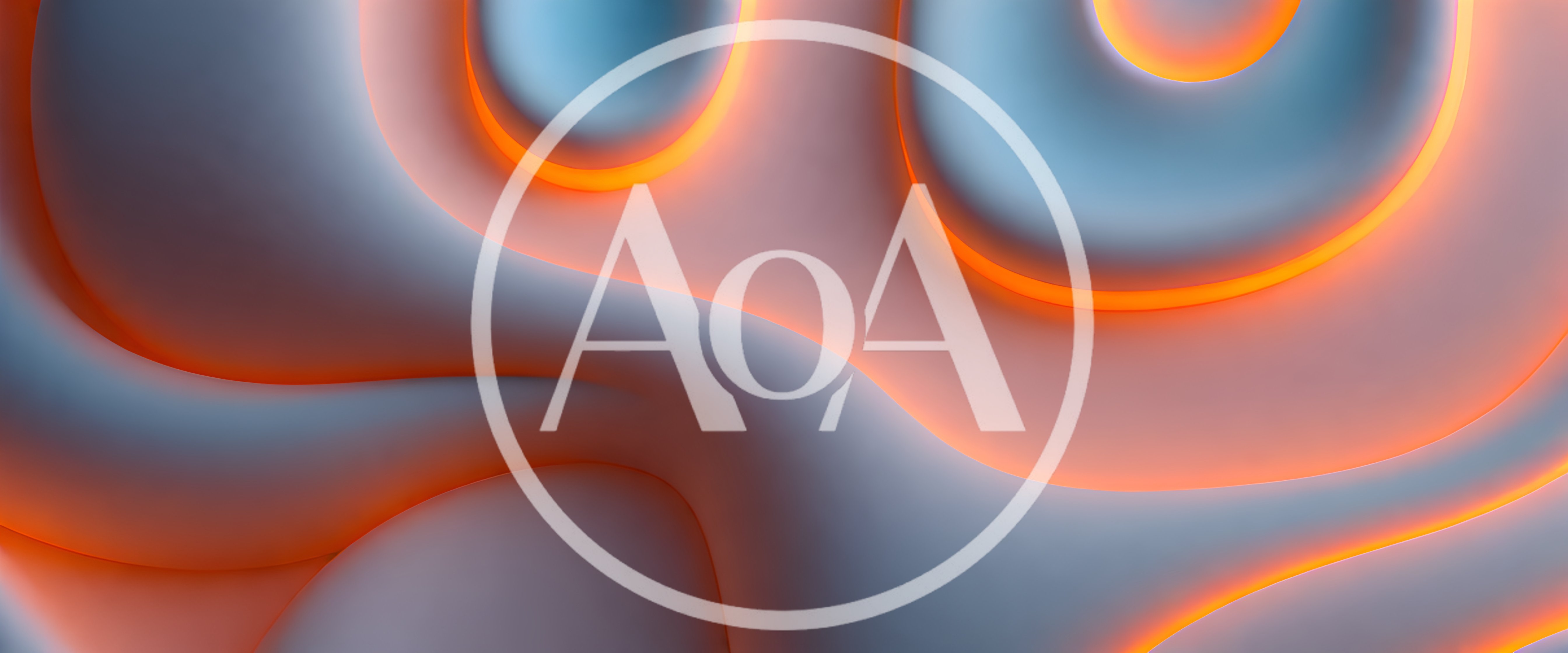 Abstract 3D Fluid Shapes With Glowing Orange Neon Edges