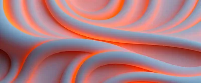 Abstract 3D Rendered Wavy Tubes With Glowing Orange Light