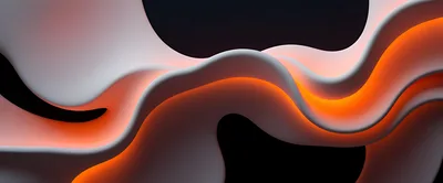 Abstract 3D Fluid Waves With Glowing Orange Light