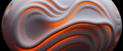 Abstract 3D Wave Pattern With Glowing Orange Light