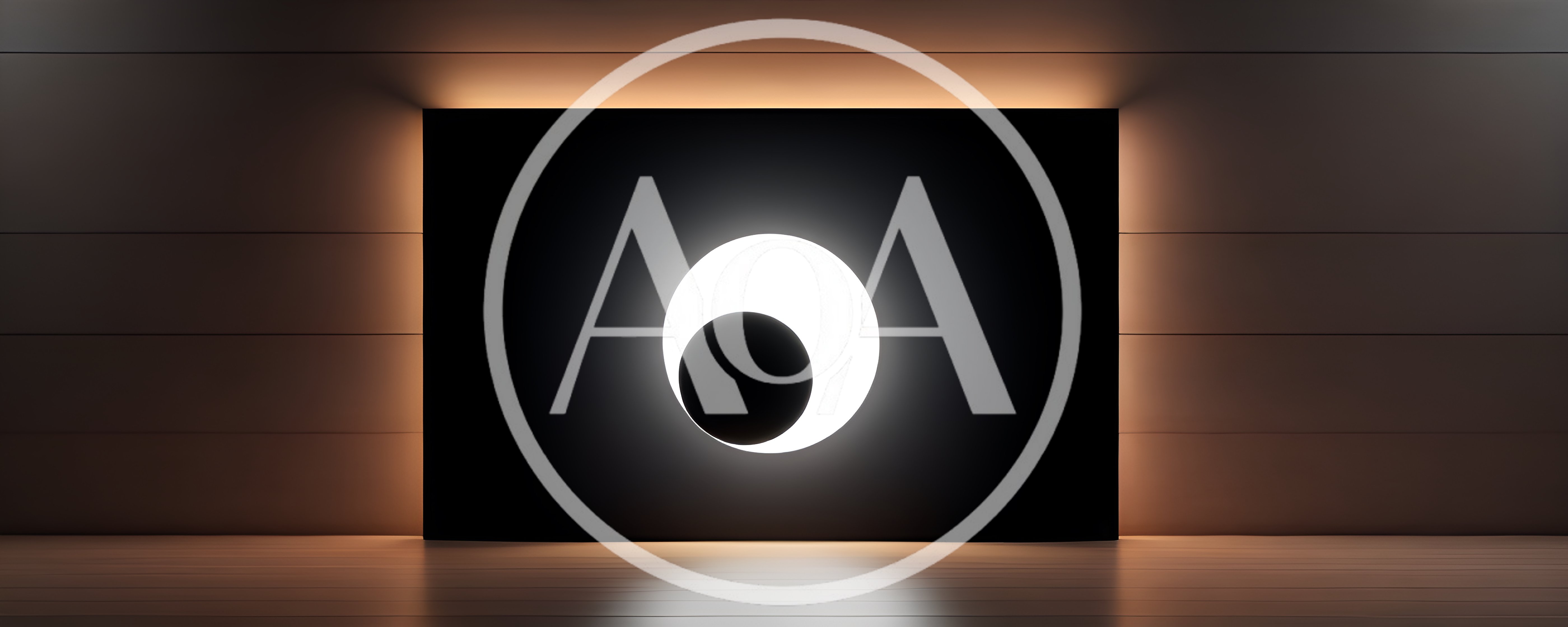 Abstract Glowing Eclipse Symbol On Dark Wall