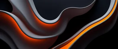Abstract 3D Fluid Waves With Glowing Orange Accents