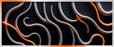 Abstract 3D Render Of Flowing White And Orange Tubes