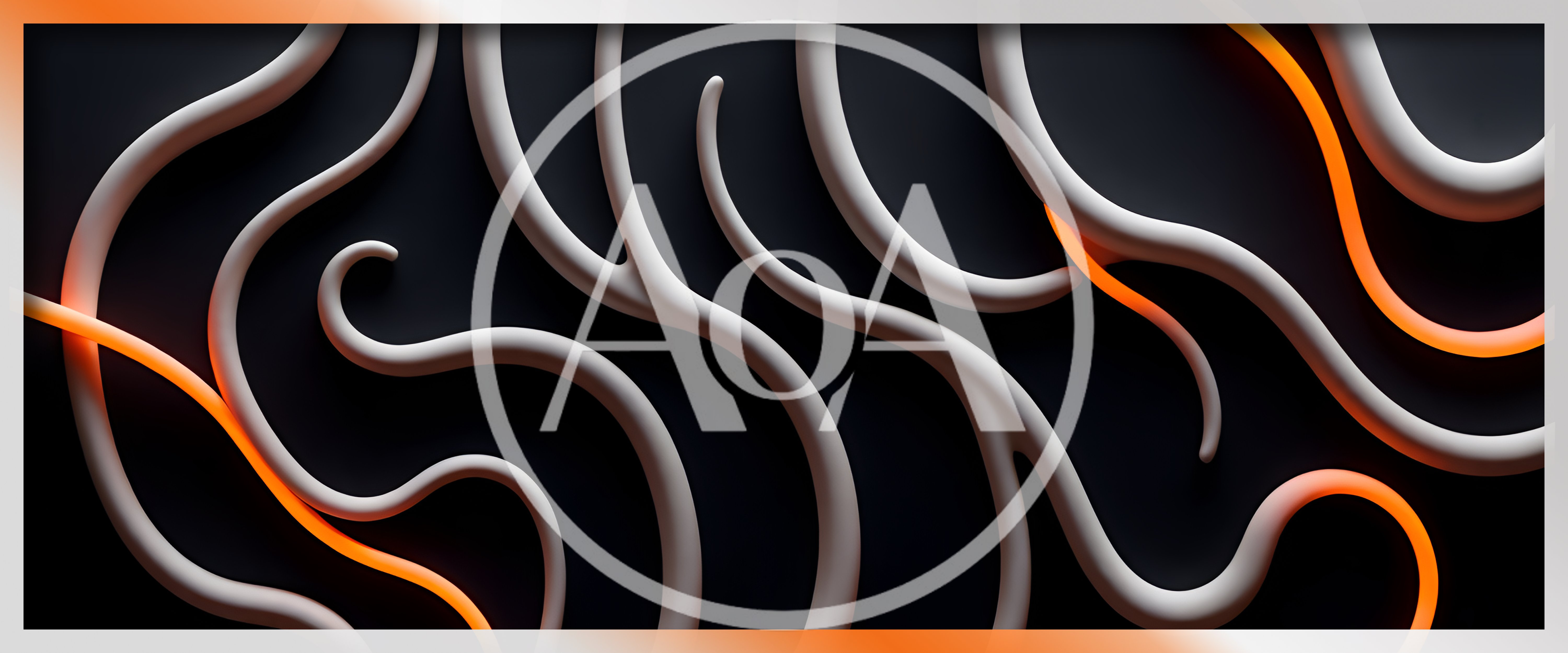 Abstract 3D Render Of Flowing White And Orange Tubes